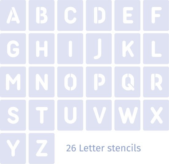QBIX Buchstabenschablonen Set - 10 x 8,5cm - Komplettes Alphabet - Buchstaben sind 5cm hoch - runde Schrift - Horeca - Menütafeln