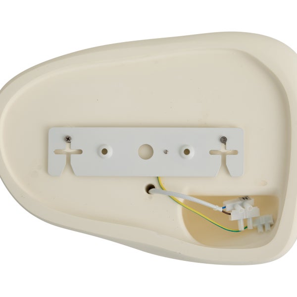 Rückseite einer Wandleuchte mit Montageplatte und Anschlussklemme für die elektrische Installation