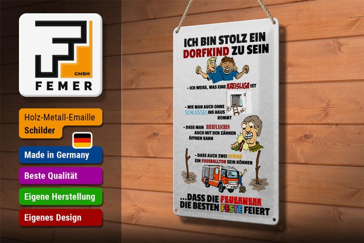 Blechschild Spruch 20x30cm Stolz Dorfkind zu sein