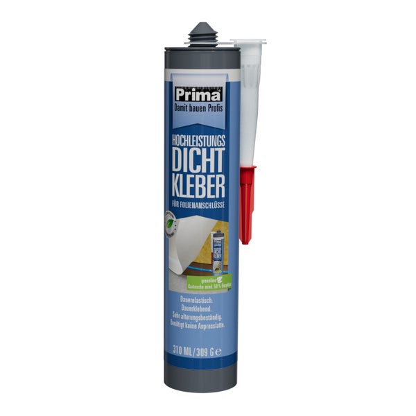 Prima Hochleistungs-Dichtkleber für Folienanschlüsse, 310 Milliliter Kartusche mit Applikationsdüse.