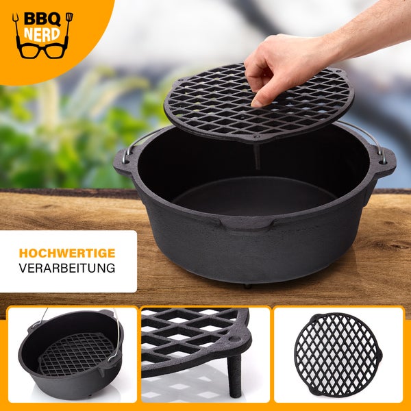 BBQ-Nerd Stapelrost aus Gusseisen Ø 30cm für 13,6L Topf | Einsatz zum Dampfgaren im Dutch Oven - Grillrost Feuerrost Untersetzer