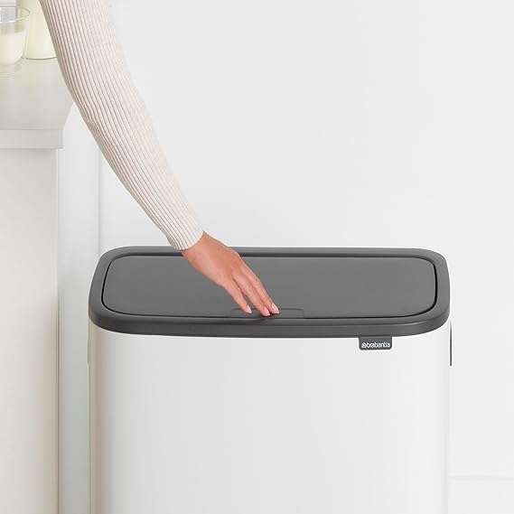 Brabantia Hochwertiger Abfallsammler Mit Touch Öffnung 2 x 30 Liter HxBxT 65,6 x 54,5 x 31 cm Weiß