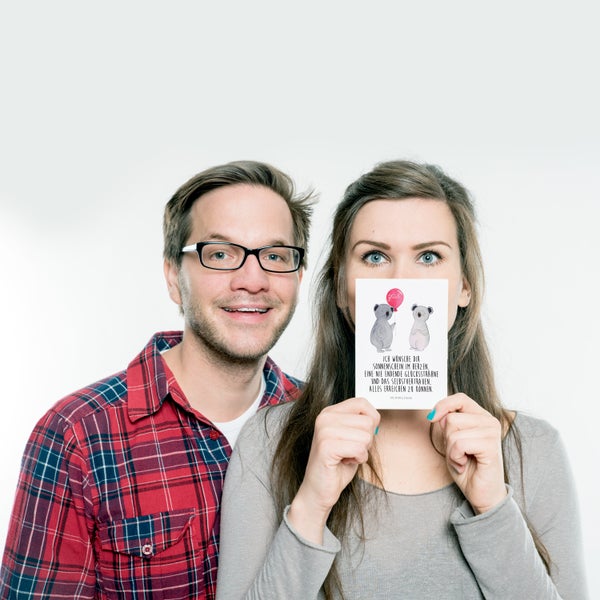 Mr. & Mrs. Panda Postkarte Koala Luftballon - Weiß