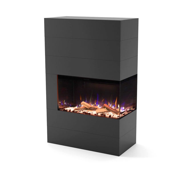 Glow Fire Elektrokamin 'Portia ' Rechtsoffen| LED Standkamin in grau mit Heizung (1500 W) | HxBxT: 140x90x45 cm