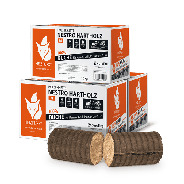 Heizfuxx Nestro Hartholz M 10kg x 3 Karton 30kg Holzbriketts 10 Kg Briketts 10 Kg Holzbriketts Im Karton