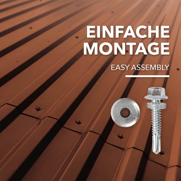 FLOORDIREKT Trapezblech - 115 x 45 cm - Profilblech - Stärke 0.25 mm - 15er-Set - inkl. Schrauben - 7,7 m² - Braun