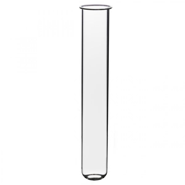 Reagenzglas aus Glas mit Bördelrand und rundem Boden.