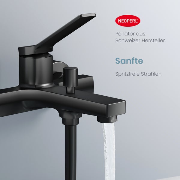 EMKE Duscharmatur Schwarz Matt, Einhebelmischer mit G1/2 Anschluss, Minimalistische Mischbatterie für Dusche, Badarmatur im modernen, kantigen Design,212mm x 201mm
