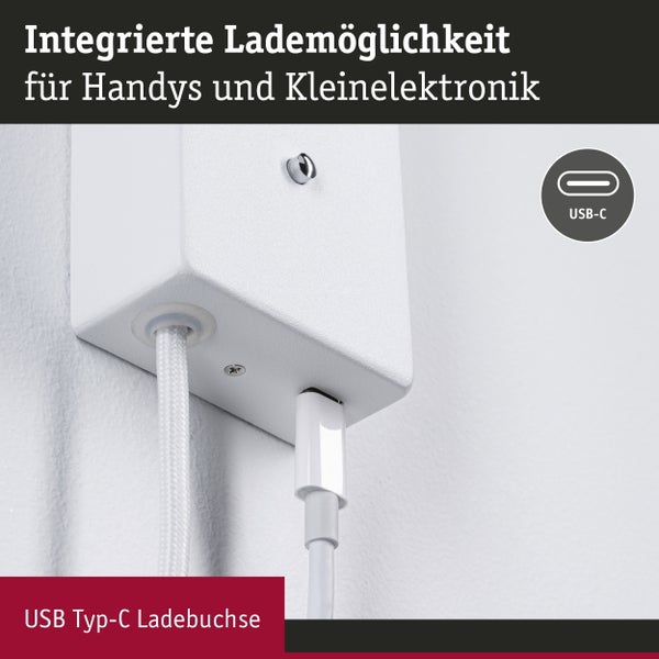 Bedienung der Leuchte: Einschalten und dreistufiges Dimmen durch kurzes Drücken, Ausschalten durch Halten für mindestens drei Sekunden.
