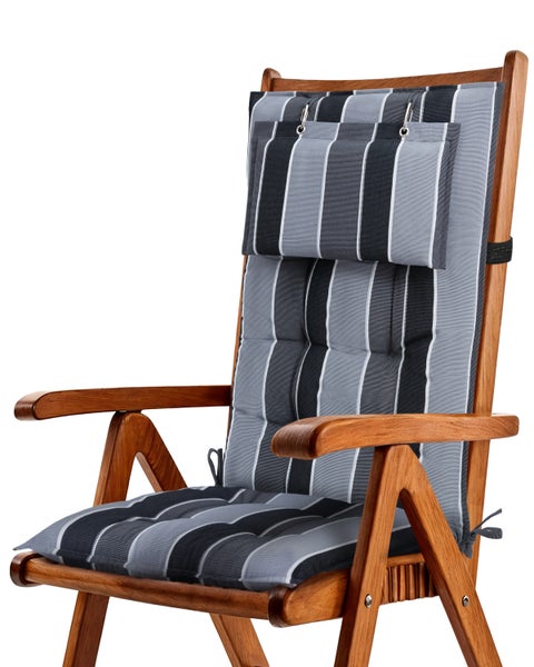 Gestreiftes Auflagenkissen mit Kopfkissen für einen Liegestuhl