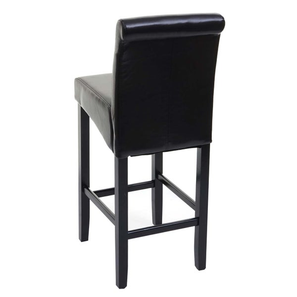 Barhocker mit Kunstlederbezug und Holzgestell, Rückansicht