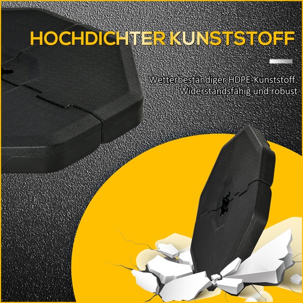 Outsunny 4-tlg. Schirmgewicht für Ampelschirm, Sand/Wasser befüllbar bis 140 kg, 109L x 109B x 10H cm, HDPE, Schwarz