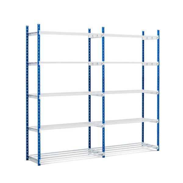 PROREGAL Aktenregal Maximus Doppelseitig HxBxT 200 x 100 x 60 cm 5 Ebenen Offener Fachboden Bis Zu 110 Dokumentenordnern Lichtblau & Lichtgrau