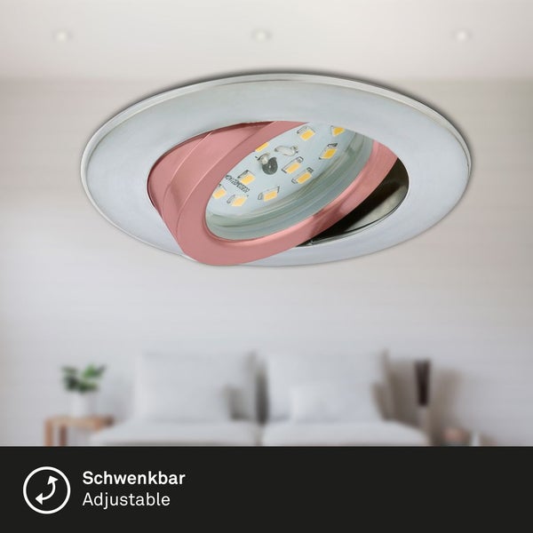 LED Einbauleuchte 3er-Set alu 6,5W dimmbar IP23 Ø8,2cm Kunststoff Briloner