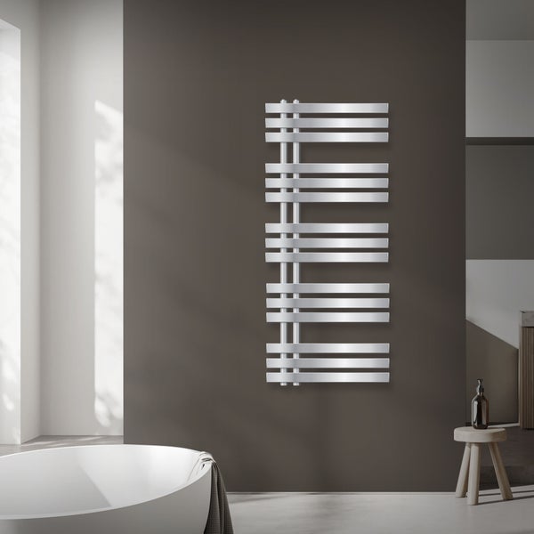 ECD Germany Iron EM Design Badheizkörper Elektrisch mit Heizstab 900 W - 500 x 1200 mm - Chrom - Designheizkörper Paneelheizkörper Heizkörper Handtuchwärmer Handtuchtrockner