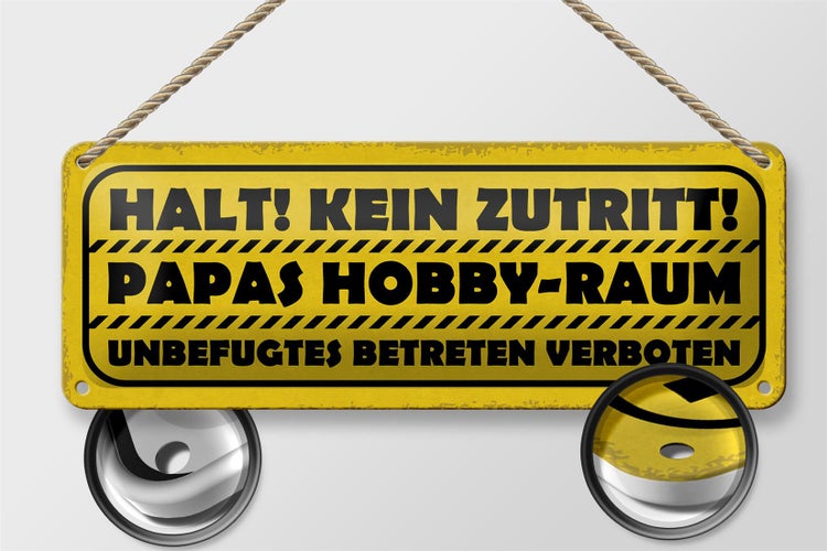 Blechschild Spruch 27x10cm kein Zutritt Papas Hobby Raum Dekoration