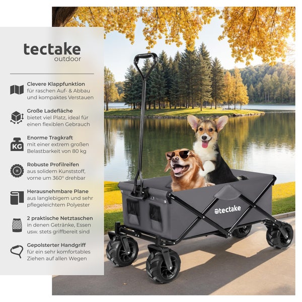 Bollerwagen tectake Heidrun inklusive Tragetasche, Belastbarkeit 80 kg faltbar grau