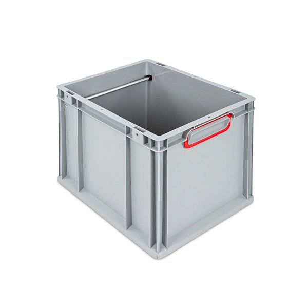 Graue Lagerbox aus Kunststoff mit Tragegriffen