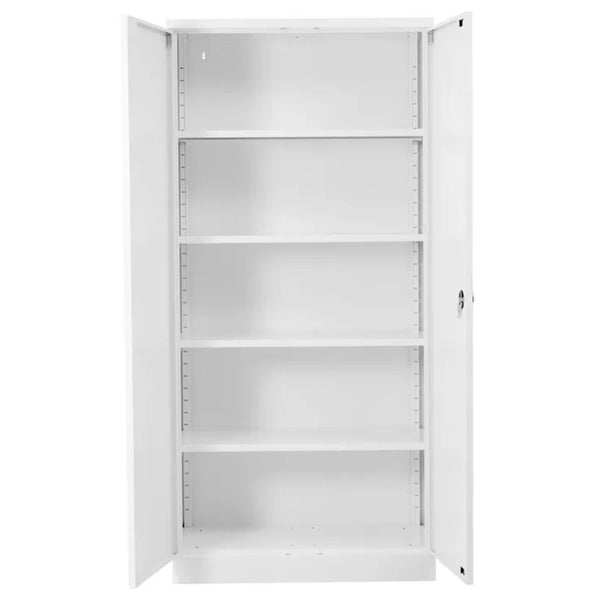 PROREGAL Stahlschrank Bee 6 Fachböden HxBxT 195 x 92 x 60 cm Pulverbeschichtetes & Verstärktes Fachbodenmaterial Weiß & Weiß