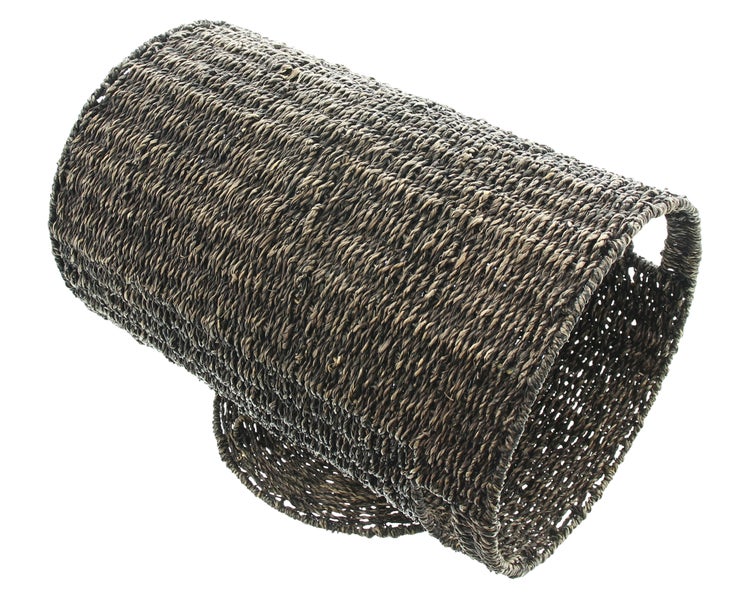 FRANK FLECHTWAREN | Wäschekorb Small, SEEGRAS, BAUMWOLLE, Ø 32 x 50 cm