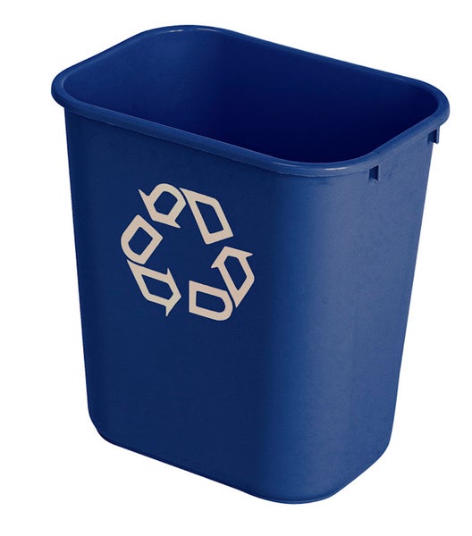 PROREGAL Rubbermaid Rechteckiger Abfallbehälter Aus Polyethylen 26,6 Liter HxBxT 38,1 x 26 x 36,3 cm Blau Mit Recyclingsymbol