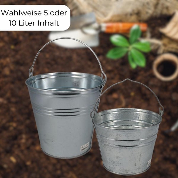 Zinkeimer 10 Liter 6 St. Blecheimer verzinkt Wassereimer Metall Deko Asche Pflanzen Eimer