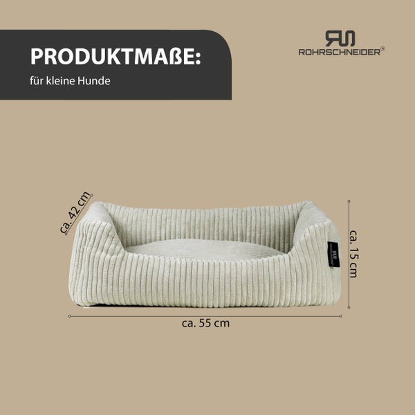 Rohrschneider Tierbett Cordstoff breit Gr. 1 beige + faltbarer Reisenapf