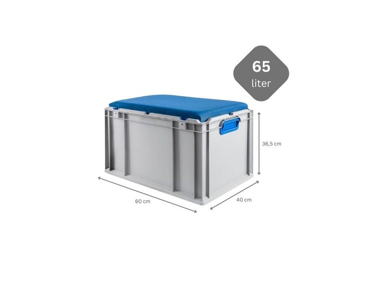 PROREGAL SparSet 2 x Eurobox NextGen Seat Box Blau HxBxT 36,5 x 40 x 60 cm 65 Liter Griffe Geschlossen Eurobehälter Sitzbox Transportbox