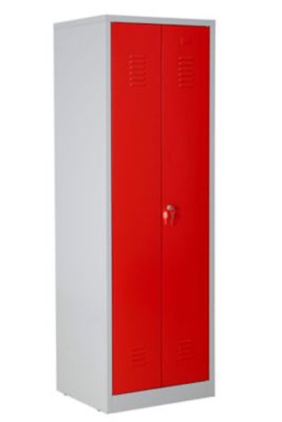 PROREGAL Metallspind Flamingo HxBxT 180 x 60 x 50 cm Zylindereschloss Grau-Rot