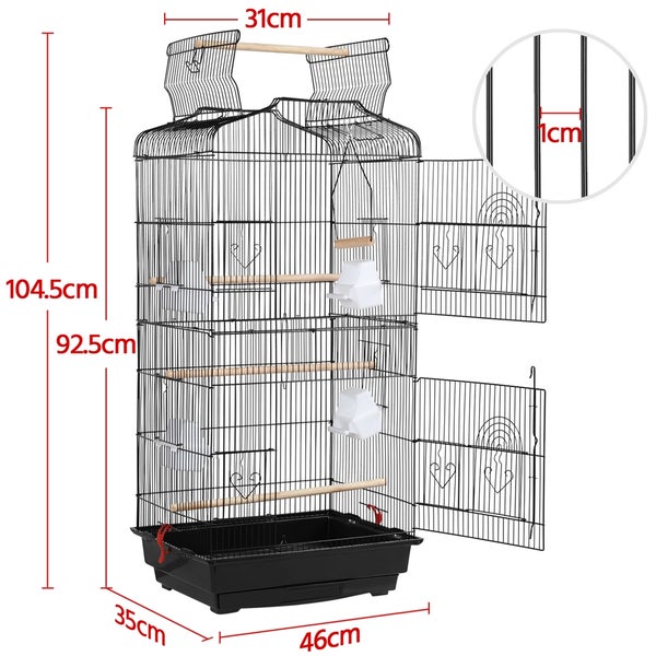 Yaheetech Vogelkäfig mit 4 Sitzstangen , Schwarz