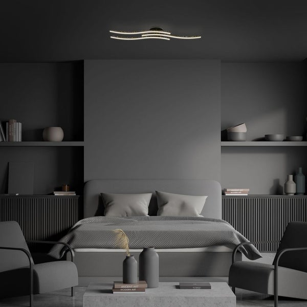 Briloner Leuchten REY - Wand-& Deckenleuchte - 3718035 - Glitzereffekt durch Laserlochoptik - 19W ? 2100 lm - Warmweiß 3000K - 80,5 x 15 x 10 cm