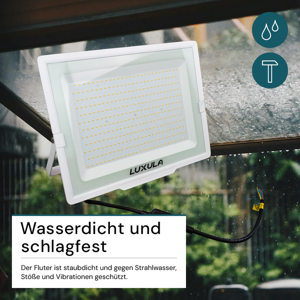 LED-Fluter mit LUXULA Logo, wasserdicht und stoßfest