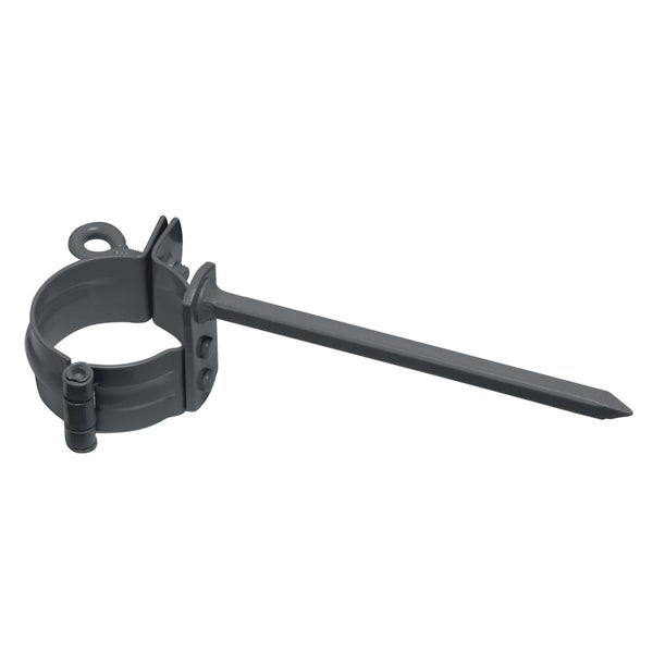 Fallrohrschelle aus Metall mit Schlagstift zur Befestigung von Regenfallrohren.