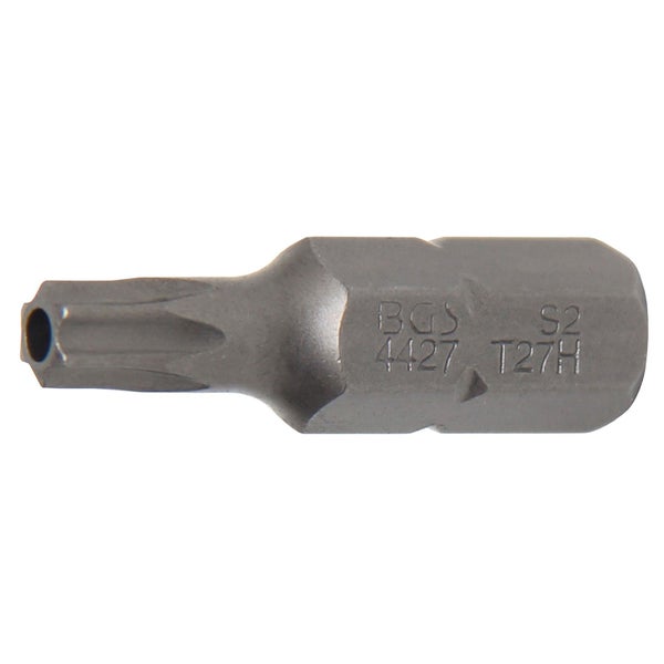 BGS Bit Länge 30 mm Antrieb Außensechskant 8 mm (5/16) T-Profil (für Torx) mit Bohrung T27 - 4427