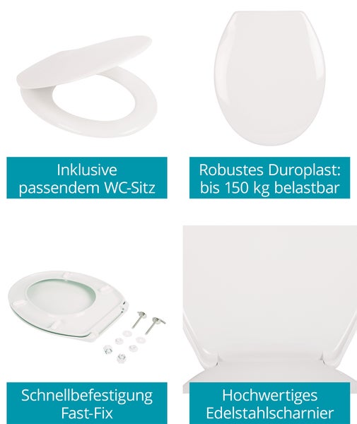 Calmwaters® Stand WC mit senkrechtem Abgang im Set mit Toilettendeckel und Spülkasten, 99000184