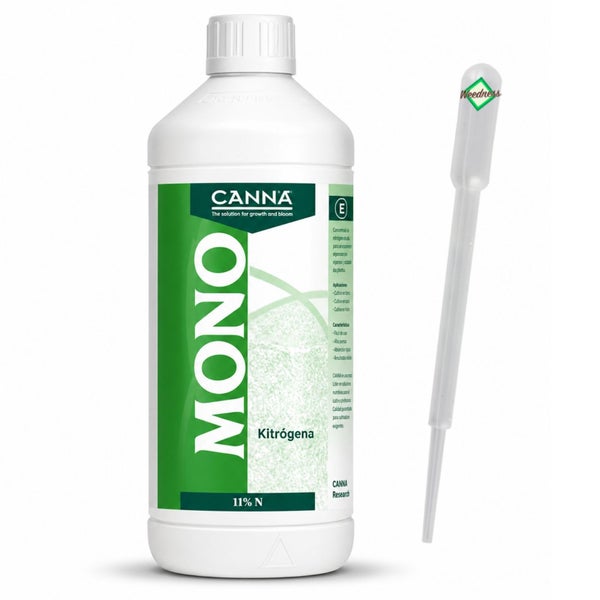 CANNA Mono Stickstoff Pflanzendünger in einer Flasche mit Dosierpipette für ein gesundes Pflanzenwachstum.