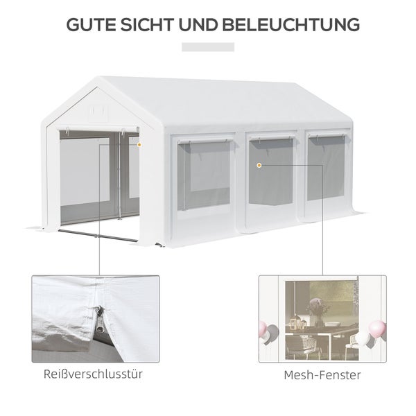 Outsunny Pavillon, mit abnehmbaren Seitenwänden, für Familienfeiern, Outdoor-Party, 6 x 3 m, Stahl, PE, Weiß