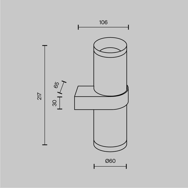 Technische Zeichnung einer Wandleuchte mit Maßangaben