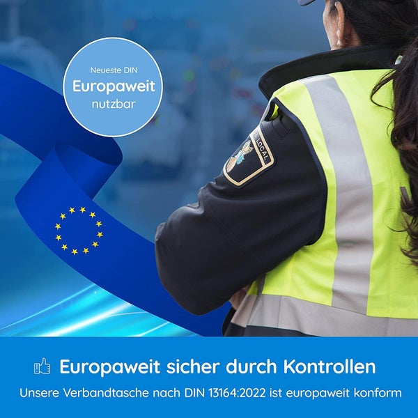 JUNG ComfortAID Verbandskasten Auto 2024, geprüft nach DIN 13164:2022, neue Verbandskasten Norm 2023, Erste Hilfe Set Auto, Verbandkasten 43 teilig, Erste Hilfe Kasten