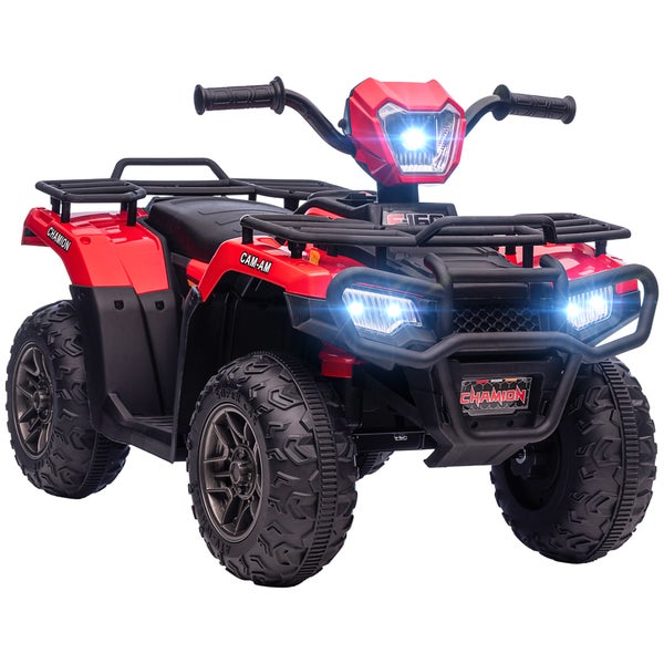 HOMCOM Elektro Kinderquad, mit LED und Musik, für Kinder ab 3 Jahren, 88 x 45 x 50 cm, Kunststoff, Stahl, Schwarz+Rot