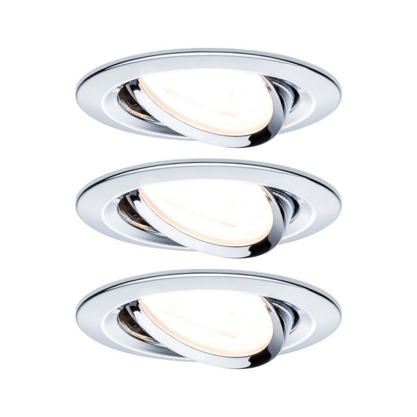 LED Einbauleuchte Nova Basisset schwenkbar rund 84mm 50° GU10 3x6,5W 3x460lm 230V 2700K Chrom