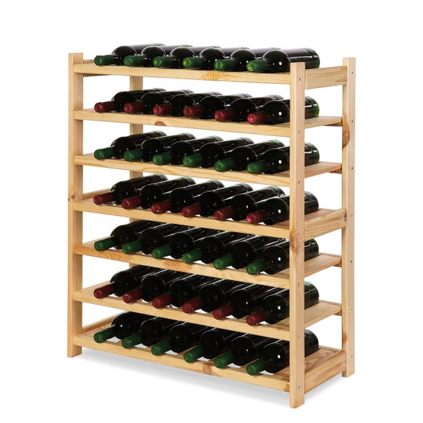 PROREGAL Weinregal SPREEWALD HxBxT 86x70x33cm 42 Flaschen auf 7 Ebenen Massives Kiefernholz Natur
