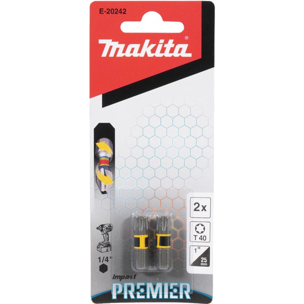 Makita Premier Impact Schrauberbit T 40, 25 Millimeter, 2 Stück