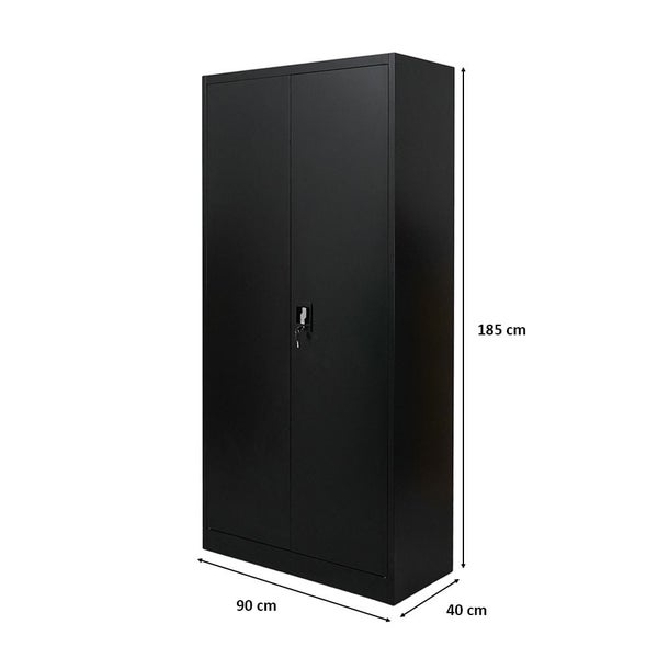 PROREGAL Flügeltürenschrank ELEPHANT HxBxT 185 x 90 x 40 cm 4 Fachböden Fertig Aufgebaut Schwarz