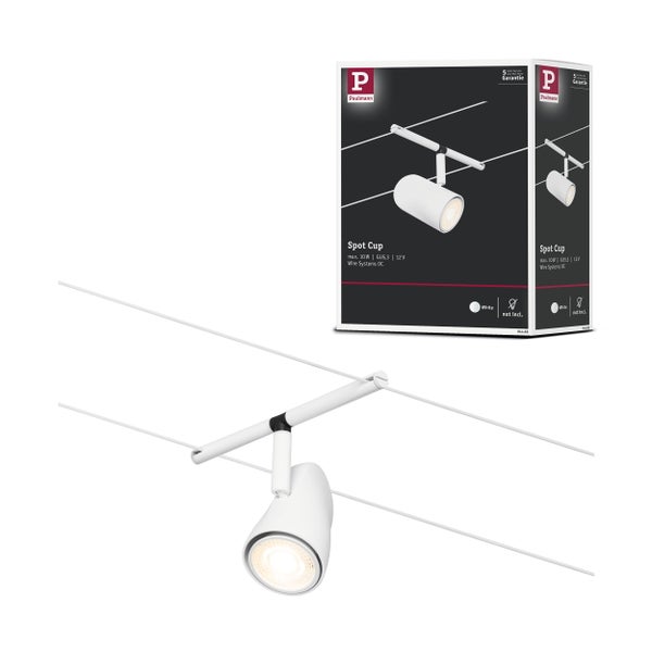CorDuo Seilsystem Cup Einzelspot GU5,3 max. 10W 12V Weiß matt, Chrom