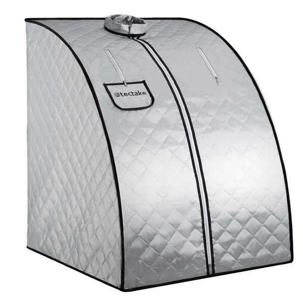 Mobile Dampfsauna tectake ThermaLuxe II inkl. Fernbedienung, Matte, Klappstuhl und Tragetasche 2 Liter Dampfgenerator mit 1000 W grau/blau