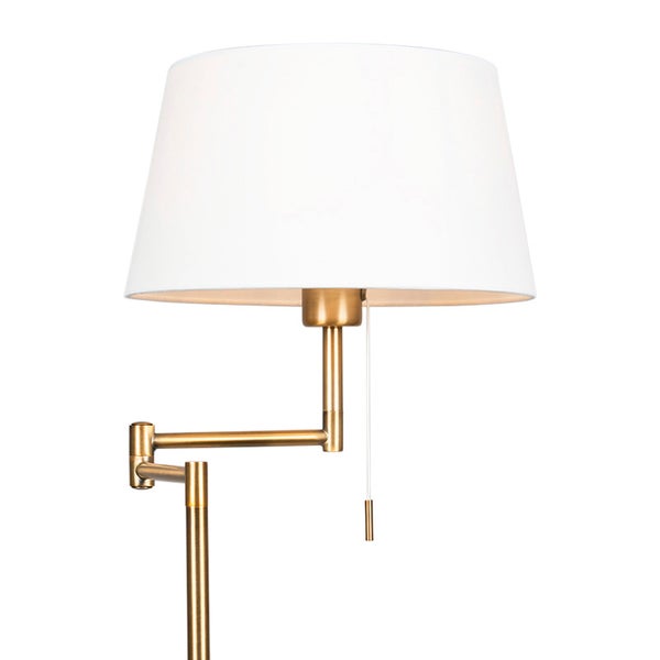 Stehleuchte mit weißem Lampenschirm und verstellbarem Arm