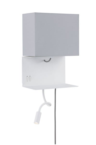 Wandleuchte mit Ablage Merani E27 3000K 120lm 230V 2,5W dimmbar Grau, Weiß