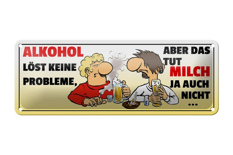 Blechschild Spruch 27x10cm löst keine Probleme Dekoration