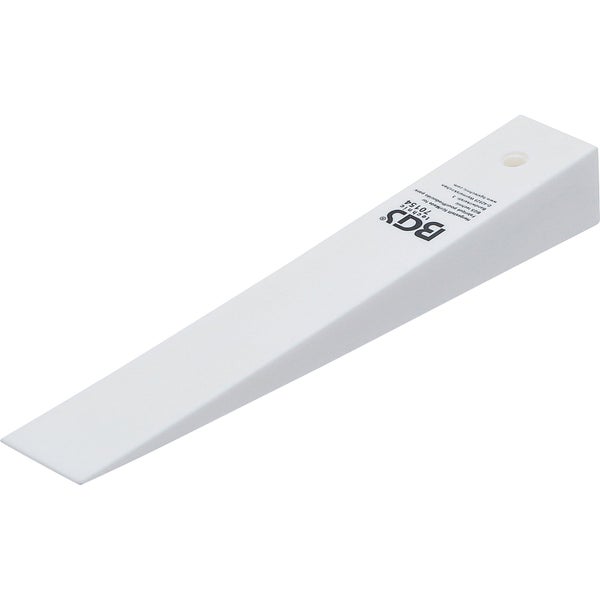 Weißer Kunststoff-Verlegekeil für Bodenbeläge oder Fliesen.